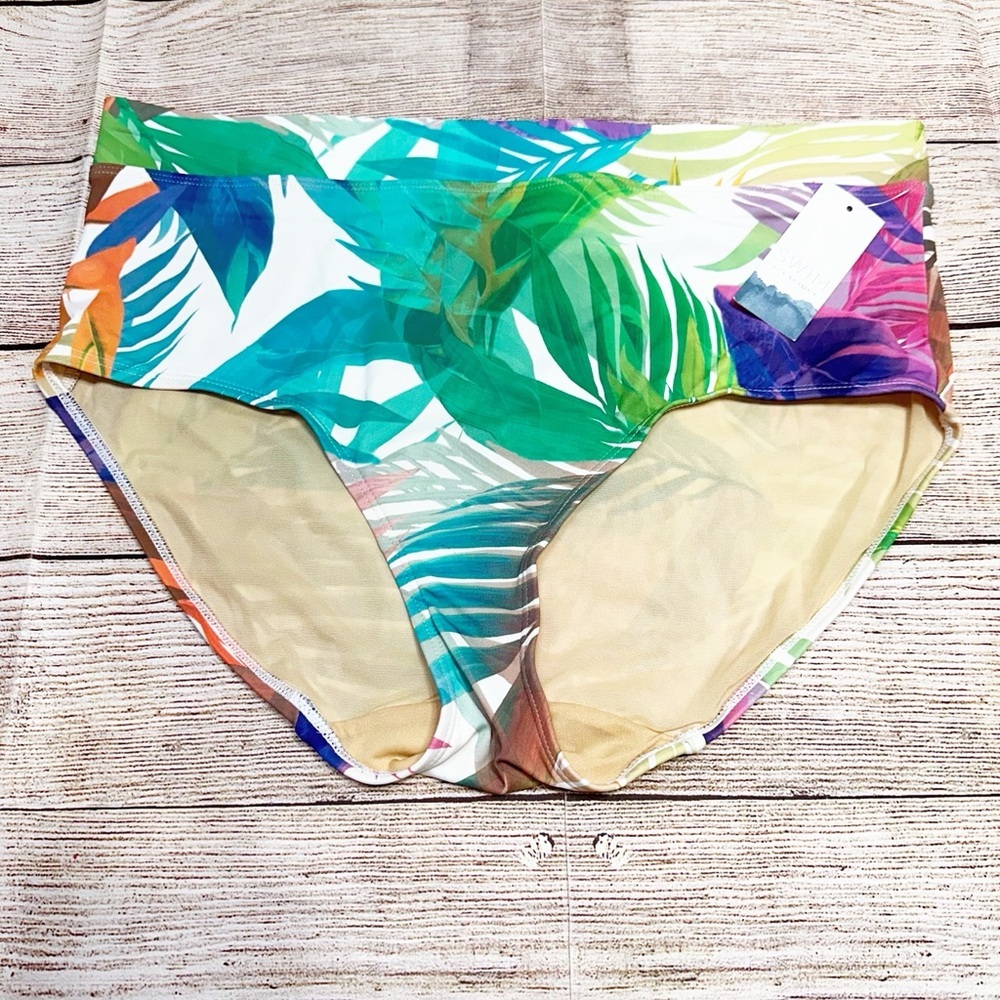 NWT Swim by Cacique Multicolor Tropical Bikini Bottom Size 14